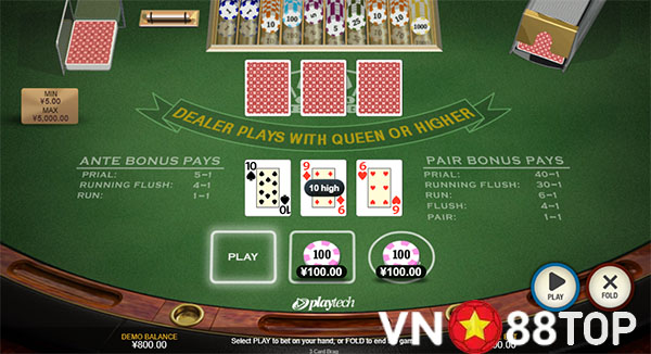 3 Card Brag - Khám phá phiên bản Poker mới lạ tại nhà cái Vn88
