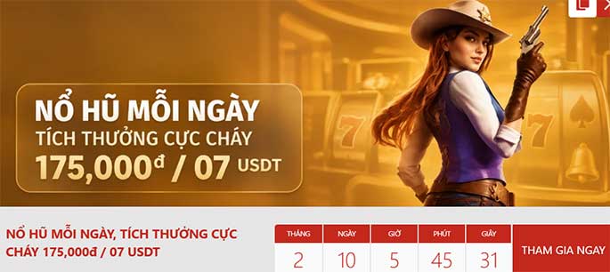 Nổ hũ mỗi ngày - Tích thưởng cực cháy 175,000đ hoặc 07 usdt - VN88
